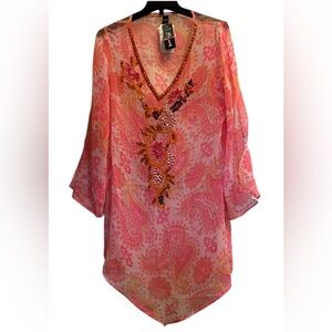 Splash beach hand beaded cover up